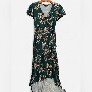 Fortune + Ivy Irene Faux Wrap Brush Knit Hi Lo Maxi Dress size small